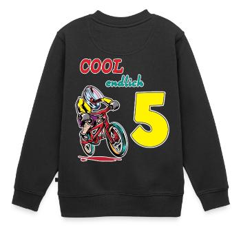 Geburtstagsshirt 5 Jahre Junge Fahrrad MTB - Kinder Premium Organic Sweatshirt - Schwarz - Hinten - AI Model Kid Female (0cm)