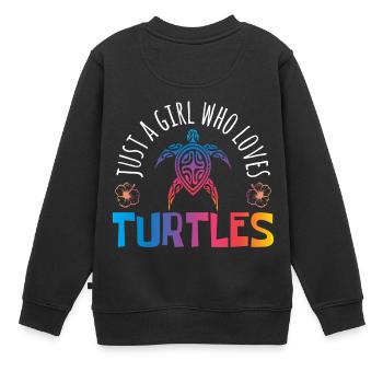 Nur ein Mädchen, das Schildkröten liebt Speichern - Kinder Premium Organic Sweatshirt - Schwarz - Hinten - AI Model Kid Female (0cm)