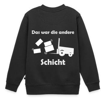 Logistiker und Schicht - Kinder Premium Organic Sweatshirt - Schwarz - Hinten - AI Model Kid Female (0cm)