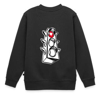 Feu de circulation rouge coeur - Sweat Premium enfant bio - noir - Dos - AI Model Kid Female (0cm)