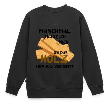 Holz geschenk - Kinder Premium Organic Sweatshirt - Schwarz - Hinten - AI Model Kid Female (0cm)
