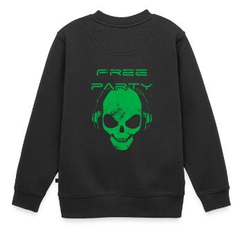 Kostenlose Party - Totenkopf Soundsystem - Kinder Premium Organic Sweatshirt - Schwarz - Hinten - AI Model Kid Female (0cm)
