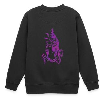 Shiva style usé violet - Sweat Premium enfant bio - noir - Dos - AI Model Kid Female (0cm)