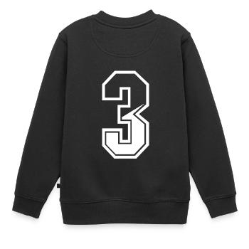 3 ans maillot numéro 3 T-shirt numéro 3 - Sweat Premium enfant bio - noir - Dos - AI Model Kid Female (0cm)