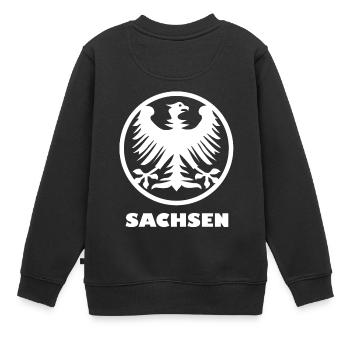 Unser Sachsen - Kinder Premium Organic Sweatshirt - Schwarz - Hinten - AI Model Kid Female (0cm)