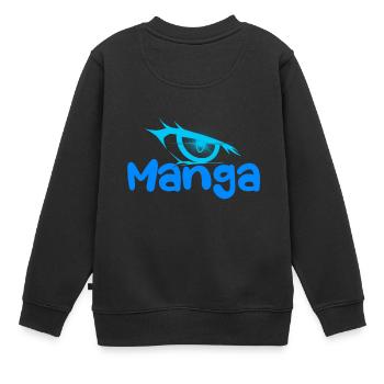 Manga-Logo hellblaues und dunkles Auge - Kinder Premium Organic Sweatshirt - Schwarz - Hinten - AI Model Kid Female (0cm)