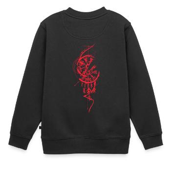 Vegvisir skizzenhaft rotes nordisches Symbol Wikinger - Kinder Premium Organic Sweatshirt - Schwarz - Hinten - AI Model Kid Female (0cm)