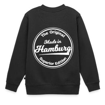 Die Hansestadt Hamburg - Kinder Premium Organic Sweatshirt - Schwarz - Hinten - AI Model Kid Female (0cm)