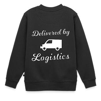 Livraison logistique - Sweat Premium enfant bio - noir - Dos - AI Model Kid Female (0cm)