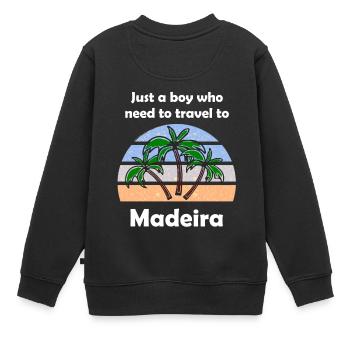 Le garçon de Madère - Sweat Premium enfant bio - noir - Dos - AI Model Kid Female (0cm)