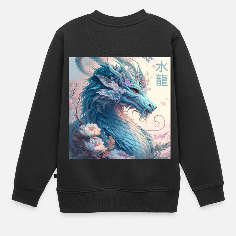 Blaue Wasserdrache - Kinder Premium Organic Sweatshirt - Schwarz