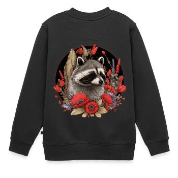 Waschbär Waldtiere - Kinder Premium Organic Sweatshirt - Schwarz - Hinten - AI Model Kid Female (0cm)