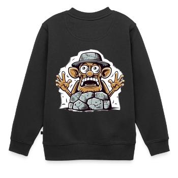 dessin animé broyeur de pierres dessin animé - Sweat Premium enfant bio - noir - Dos - AI Model Kid Female (0cm)