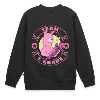 Llama Alpaga Inscription scolaire Schoolchild School Cone - Sweat Premium enfant bio - noir - Dos - AI Model Kid Female (0cm)