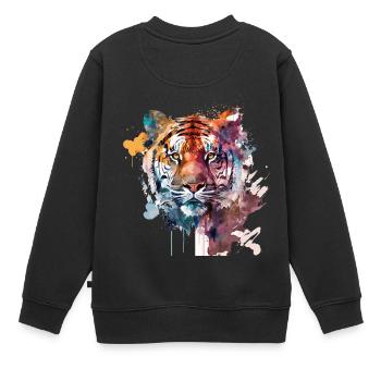 tigre - Sweat Premium enfant bio - noir - Dos - AI Model Kid Female (0cm)