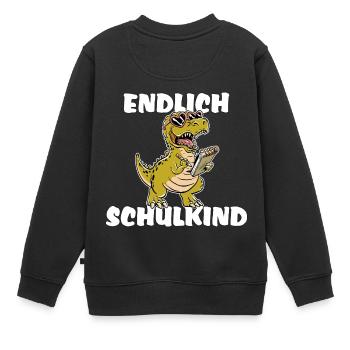 Einschulung Erstklässler Dino T-Rex Schulkind - Kinder Premium Organic Sweatshirt - Schwarz - Hinten - AI Model Kid Female (0cm)