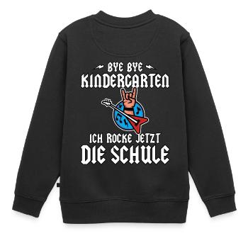Einschulung Heavy Metal Gitarre Pommesgabel Rockig - Kinder Premium Organic Sweatshirt - Schwarz - Hinten - AI Model Kid Female (0cm)
