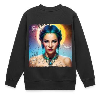 Mystische Göttin - Kinder Premium Organic Sweatshirt - Schwarz - Hinten - AI Model Kid Female (0cm)