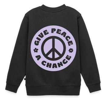 GIVE PEACE A CHANCE - Kinder Premium Organic Sweatshirt - Schwarz - Hinten - AI Model Kid Female (0cm)