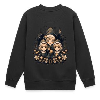 Weihnachtsmann, Ugly Christmas, Elfen - Kinder Premium Organic Sweatshirt - Schwarz - Hinten - AI Model Kid Female (0cm)