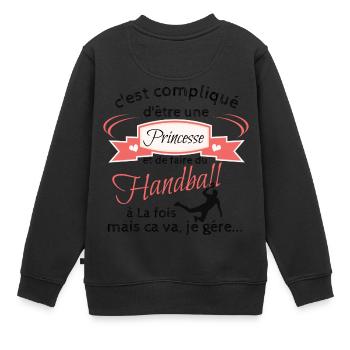 Handball - Sweat Premium enfant bio - noir - Dos - AI Model Kid Female (0cm)