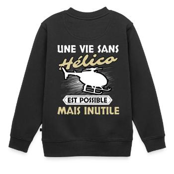 Hélico - Sweat Premium enfant bio - noir - Dos - AI Model Kid Female (0cm)