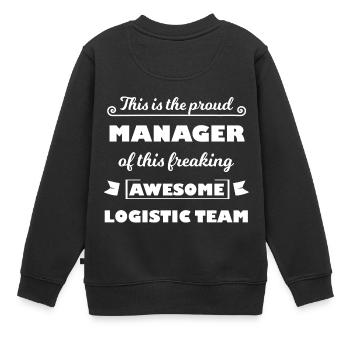 Le drôle de responsable logistique - Sweat Premium enfant bio - noir - Dos - AI Model Kid Female (0cm)