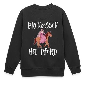 Fille de cheval fille princesse mignonne avec cheval - Sweat Premium enfant bio - noir - Dos - AI Model Kid Female (0cm)