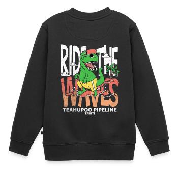 Reiten Sie auf den Wellen Teahupoo Tahiti - Kinder Premium Organic Sweatshirt - Schwarz - Hinten - AI Model Kid Female (0cm)