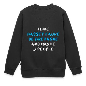 Basset Fauve de Bretagne - Sweat Premium enfant bio - noir - Dos - AI Model Kid Female (0cm)