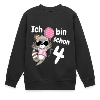4. Geburtstag Mädchen Süßer Waschbär Vier 4 Jahre - Kinder Premium Organic Sweatshirt - Schwarz - Hinten - AI Model Kid Female (0cm)