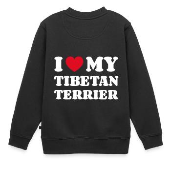 J’adore mon terrier tibétain Cadeau Terrier tibétain - Sweat Premium enfant bio - noir - Dos - AI Model Kid Female (0cm)