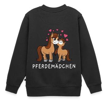 Cheval Fille Mignon Bande Dessinée Cheval Fille Coeurs - Sweat Premium enfant bio - noir - Dos - AI Model Kid Female (0cm)