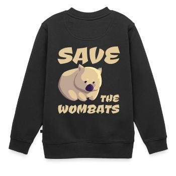 Save the Wombats - Kids Premium Organic Sweatshirt - black - Back - AI Model Kid Female (0cm)
