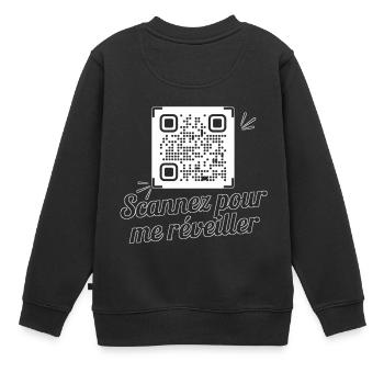 Scannez pour me réveiller - Sweat Premium enfant bio - noir - Dos - AI Model Kid Female (0cm)