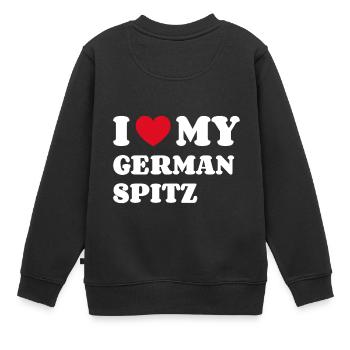 J’aime mon Spitz allemand Deutscher Spitz - Sweat Premium enfant bio - noir - Dos - AI Model Kid Female (0cm)