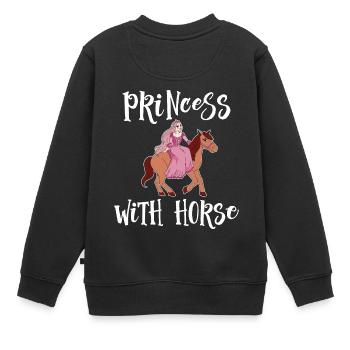 Princesse Avec Cheval Cheval Fille Fille Mignon - Sweat Premium enfant bio - noir - Dos - AI Model Kid Female (0cm)