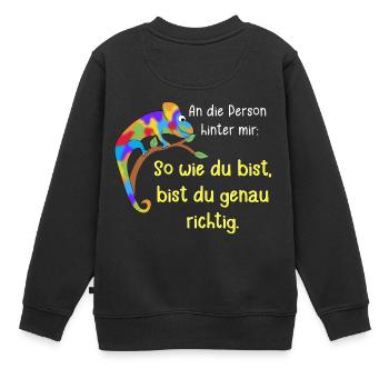 An die Person hinter mir - Kinder Premium Organic Sweatshirt - Schwarz - Hinten - AI Model Kid Female (0cm)