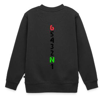 Motorrad Gangschaltung 1N23456 - Kinder Premium Organic Sweatshirt - Schwarz - Hinten - AI Model Kid Female (0cm)