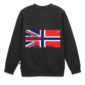 British Norwegian Half Norway Half UK Flag - Kids Premium Organic Sweatshirt - black - Back - AI Model Kid Female (0cm)
