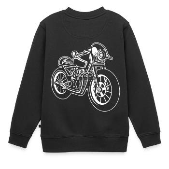 Cafe Racer Motorrad 01_weiß - Kinder Premium Organic Sweatshirt - Schwarz - Hinten - AI Model Kid Female (0cm)