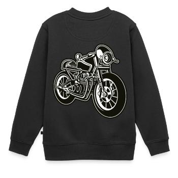 Cafe Racer Motorrad 01_schwarz weiß - Kinder Premium Organic Sweatshirt - Schwarz - Hinten - AI Model Kid Female (0cm)