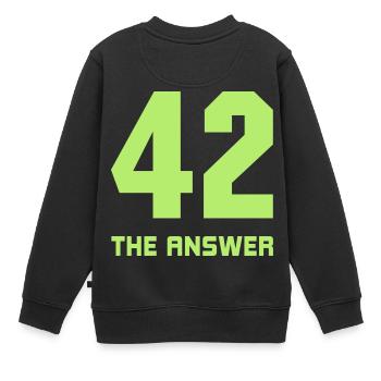 42, the Answer Antwort Galaxis Science Fiction UFO - Kinder Premium Organic Sweatshirt - Schwarz - Hinten - AI Model Kid Female (0cm)