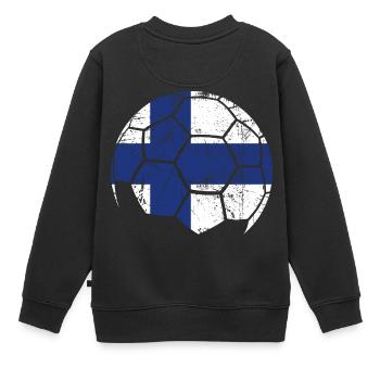 Finland Soccer Ball Fußball - Kinder Premium Organic Sweatshirt - Schwarz - Hinten - AI Model Kid Female (0cm)