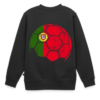 Portugal Soccer Ball Fußball - Kinder Premium Organic Sweatshirt - Schwarz - Hinten - AI Model Kid Female (0cm)
