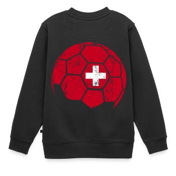 Switzerland Soccer Ball Fußball - Kinder Premium Organic Sweatshirt - Schwarz - Hinten - AI Model Kid Female (0cm)