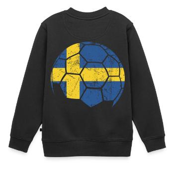 Sweden Soccer Ball Fußball - Kinder Premium Organic Sweatshirt - Schwarz - Hinten - AI Model Kid Female (0cm)