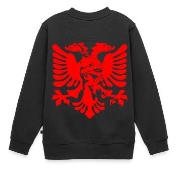 Aigle albanais avec héros national Skanderbeg - Sweat Premium enfant bio - noir - Dos - AI Model Kid Female (0cm)