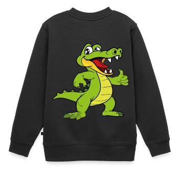 Kroko Kaiman Reptilien Tiere - Kinder Premium Organic Sweatshirt - Schwarz - Hinten - AI Model Kid Female (0cm)