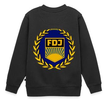 Emblème FDJ - Sweat Premium enfant bio - noir - Dos - AI Model Kid Female (0cm)